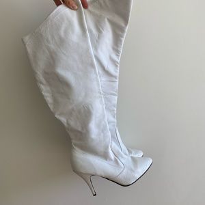 Leather Knee High Heels